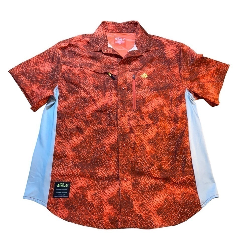 Large Loco Kaile Performance Shirt Mens Fishing Button Up Zip Pockets